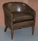 Sublime Hand Dyed Barrel Back Tub Armchairs in Brown Leather, Set of 2 9