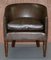 Sublime Hand Dyed Barrel Back Tub Armchairs in Brown Leather, Set of 2 10
