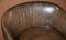 Sublime Hand Dyed Barrel Back Tub Armchairs in Brown Leather, Set of 2, Image 5