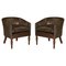 Sublime Hand Dyed Barrel Back Tub Armchairs in Brown Leather, Set of 2 1
