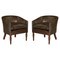 Sublime Hand Dyed Barrel Back Tub Armchairs in Brown Leather, Set of 2, Image 1