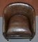 Sublime Hand Dyed Barrel Back Tub Armchairs in Brown Leather, Set of 2, Image 4