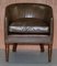 Sublime Hand Dyed Barrel Back Tub Armchairs in Brown Leather, Set of 2 3