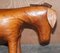 Großer brauner Vintage Esel Pony Hocker aus Leder, 1940er 4