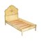 Antique French Hand Painted Bed Frame in Oak Pine Slats 1