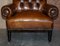 Antique Regency Bolster Brown Leather Library Armchairs, Set of 2 10