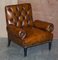 Antique Regency Bolster Brown Leather Library Armchairs, Set of 2 15