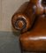 Antique Regency Bolster Brown Leather Library Armchairs, Set of 2, Image 9