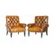 Antique Regency Bolster Brown Leather Library Armchairs, Set of 2 1