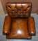 Antique Regency Bolster Brown Leather Library Armchairs, Set of 2 18