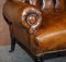 Antique Regency Bolster Brown Leather Library Armchairs, Set of 2 20