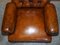 Antique Regency Bolster Brown Leather Library Armchairs, Set of 2, Image 7