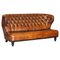Handgefärbtes Braunes Leder Chesterfield Sofa 1