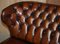 Handgefärbtes Braunes Leder Chesterfield Sofa 6