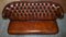 Handgefärbtes Braunes Leder Chesterfield Sofa 7