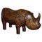 Dimitri Omersa Rhinoceros Brown Leather Footstool, 1960s 1