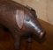 Omersa Brown Leather Pig Footstool, 1930s 3