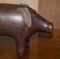 Omersa Brown Leather Pig Footstool, 1930s 4