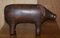 Omersa Brown Leather Pig Footstool, 1930s 2