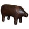 Omersa Brown Leather Pig Footstool, 1930s 1