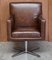 Hand Dyed Brown Leather Aviator Hammered Metal Swivel Captains Armchair 2