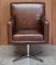 Hand Dyed Brown Leather Aviator Hammered Metal Swivel Captains Armchair, Image 2