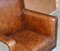 Hand Dyed Brown Leather Aviator Hammered Metal Swivel Captains Armchair 10