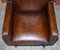 Hand Dyed Brown Leather Aviator Hammered Metal Swivel Captains Armchair 8