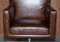 Hand Dyed Brown Leather Aviator Hammered Metal Swivel Captains Armchair 11