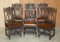 Antique Hand Carved Armorial Crest Coat of Arms Jacobean Dining Chairs, Set of 8 3