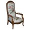 Fauteuil à Dossier Haut Victorien en Noyer Sculpté à la Main en Colefax Fowler 1