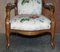 Victorian Hand Carved Walnut Show Framed High Back Armchair in Colefax Fowler 10