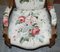 Victorian Hand Carved Walnut Show Framed High Back Armchair in Colefax Fowler 5