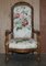 Victorian Hand Carved Walnut Show Framed High Back Armchair in Colefax Fowler 2
