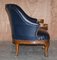 Antique Regency Claw & Ball Oak Framed Blue Leather Armchair, 1800s 10