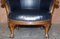 Antique Regency Claw & Ball Oak Framed Blue Leather Armchair, 1800s 7