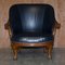 Antique Regency Claw & Ball Oak Framed Blue Leather Armchair, 1800s 2