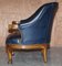 Antique Regency Claw & Ball Oak Framed Blue Leather Armchair, 1800s 13