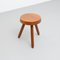 Mid-Century Modern Holz Dreibein Hocker im Stil von Charlotte Perriand von Le Corbusier 6