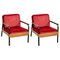 French Mid-Century Modern Wood and Metal Easy Chairs in the Style of Jean Prouvé, Set of 2 1