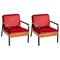 French Mid-Century Modern Wood and Metal Easy Chairs in the Style of Jean Prouvé, Set of 2, Image 1