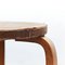 Mid-Century Modern Leather and Wood Stool by Alvar Aalto for Artek, 1960s 2