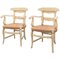 Early 20th Century Provincial Armchairs in Wood and Rattan, Set of 2, Image 8