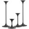 Stahl mit schwarz pulverbeschichteten Jazz Kerzenhaltern von Max Brüel für Glostrup, 4er Set 1
