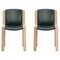 Wood and Sørensen Leather 300 Chair by Joe Colombo for Hille, Set of 2 1