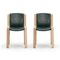Wood and Sørensen Leather 300 Chair by Joe Colombo for Hille, Set of 2 2