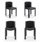 Wood and Kvadrat Fabric 300 Chair by Joe Colombo for Hille, Set of 4, Image 2