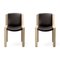 Wood and Sørensen Leather 300 Chair by Joe Colombo for Hille, Set of 4 3