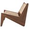 Niedriger Armlehnstuhl aus Holz & Geflochtenem Wiener Känguru von Pierre Jeanneret für Cassina 2