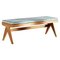Wood and Woven Viennese Cane Civil Bench with Cushion by P. Jeanneret for Cassina 1